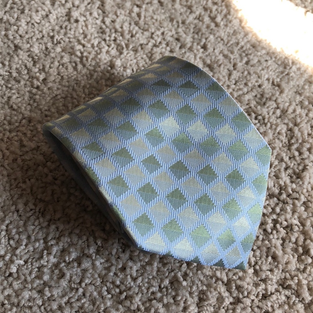 Craft & Barrow Green and Light Blue Pattern Tie